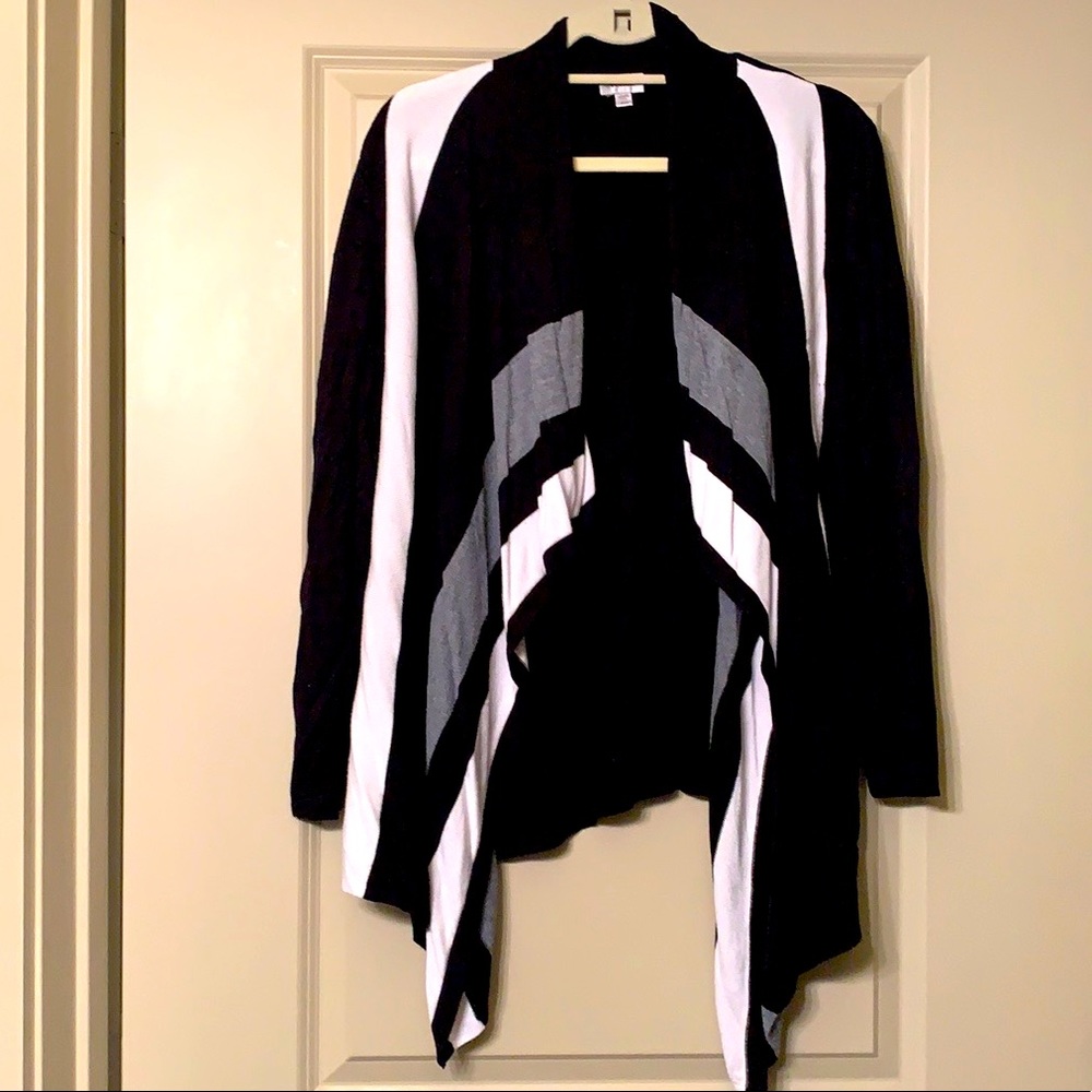 Avenue Striped Draped Cardigan